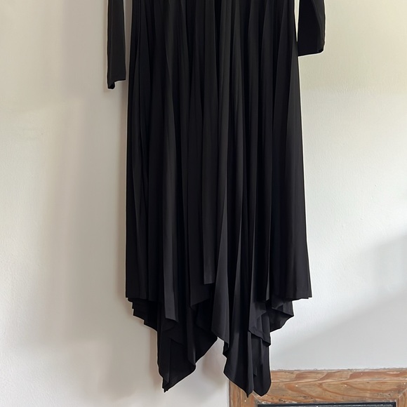 Eloquii black high neck pleated handkerchief hem dress - Picture 3 of 10